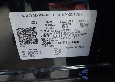 2024 Honda Prologue Ex z USA, uszkodzony, nr VIN 3GPKHVRJ7RS504480